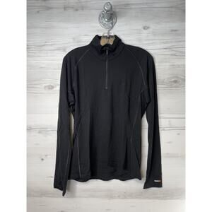 Icebreaker Bodyfit 200 Pullover Mens Large Black Merino Wool Half Zip 1/4 Zip